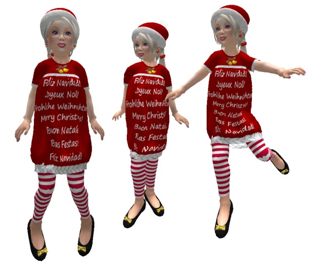 LITTLE GIRL  MERRY CHRISTMAS LANGUAGES OUTFIT