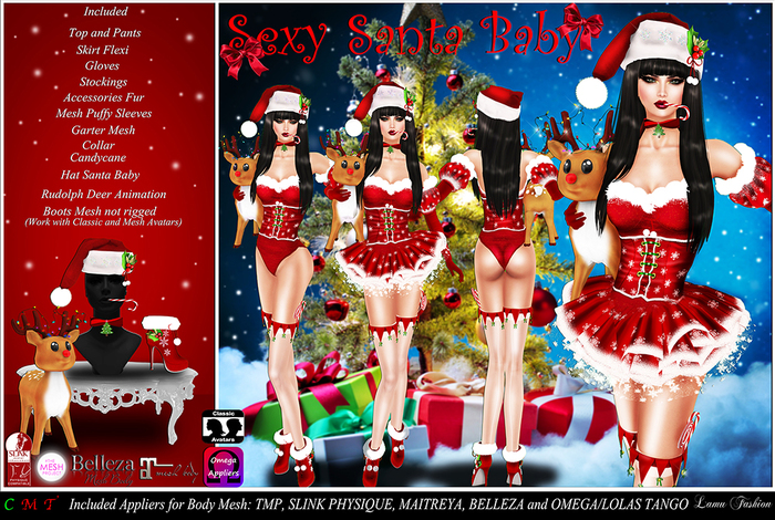 -Lamu Fashion-Outfit Sexy Santa Baby (Appliers for Body: TMP, Slink Physique,Belleza,Maitreya,Omega/Lolas) 