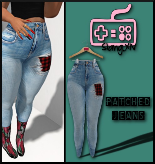 Slang :: Patched Jeans Red