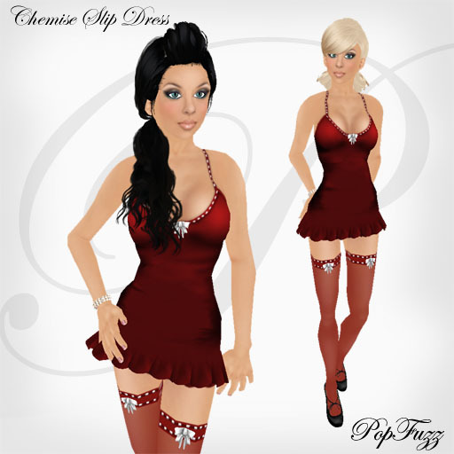 PopFuzz - Red Chemise Slip Dress