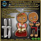 GINGERBREAD Boy & Girl - TINY & AVATAR - Rigged Mesh - FULLPERM