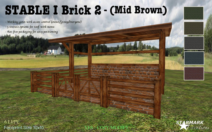 6 LI/PE! HORSE STABLE I Brick 2 (Mid Brown) from STARMARK CREATIONS -- promo price --