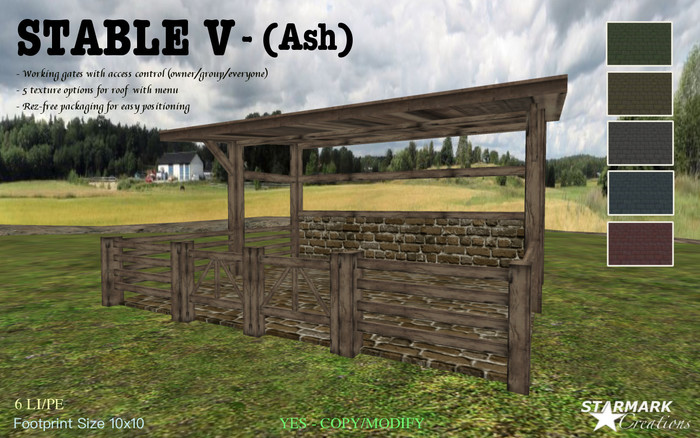 6 LI/PE! HORSE STABLE V (Ash) from STARMARK CREATIONS -- promo price --