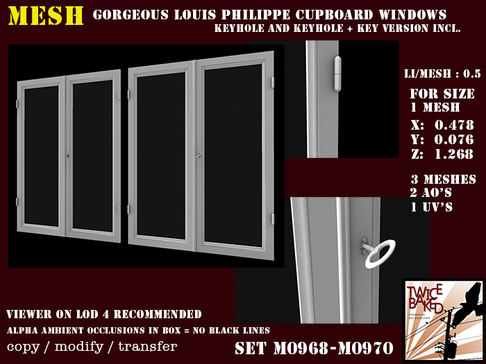 Gorgeous Louis Philippe shop cupboard, windows large M0968 M0970