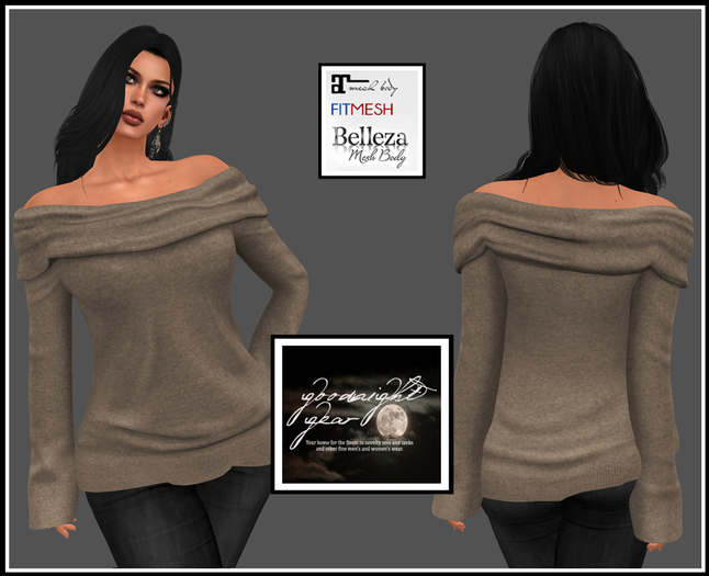 GG-Pullover Off-Shoulder Sweater-Brown