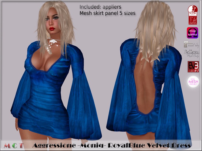 *Aggressione* -Moniq- Royal Blue Velvet Dress