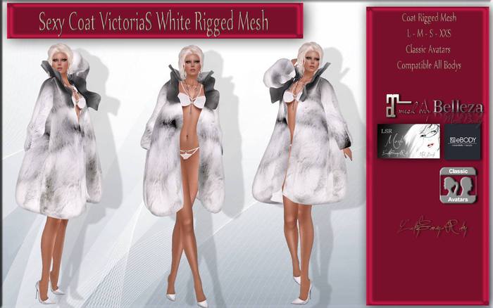 LSR - Sexy Coat VictoriaS White Rigged Mesh