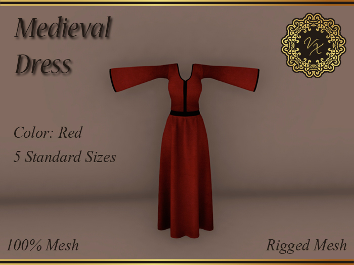 Val *Ari* Medieval Mesh Dress Red