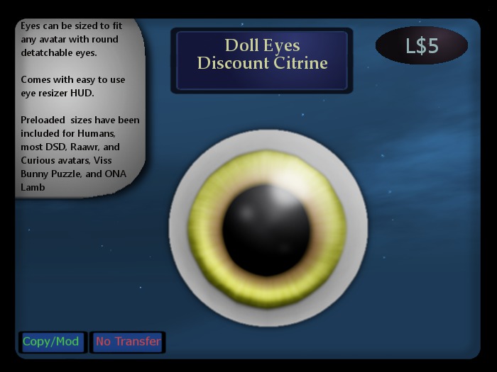 Doll Eyes, Discount Citrine (Boxed)