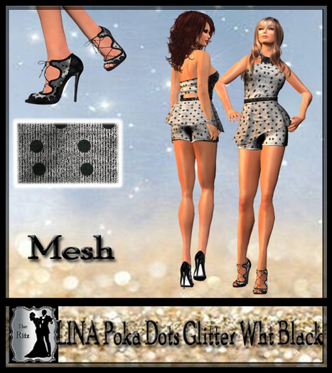 LINA Poka Dots Glitter Wht Black