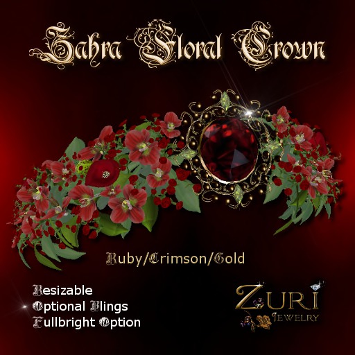 Zuri Rayna-Zahra Floral Crown-Ruby Crimson Gold Copy