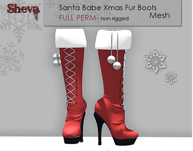 ***Sheva***Santa Babe Xmas Mesh Boots Full Perm