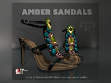 Pure Poison - Amber Sandals - Ad - ons for Medium Maitreya and SLINK Feet