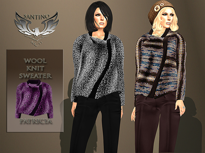 Santino Design-Wool Knit Sweater-Purple