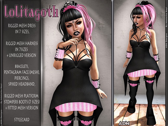 [ADN] LOLITAGOTH (MESH OUTFIT)(Wear to Unpack )