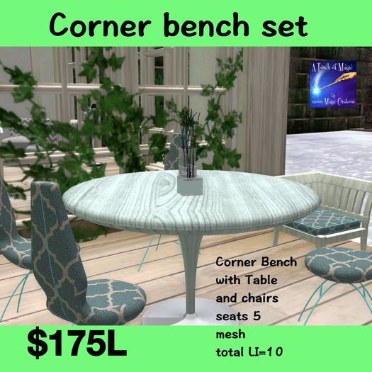 Corner bench with Table & Chairs set(crate)