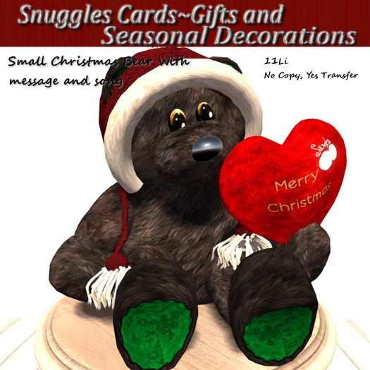 Snuggles Small Christmas Bear With message and song