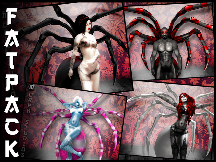0o Morph animated Spider Attachments FATPACK *black* widow (male & female)