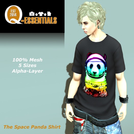 {Q-Essentials} Mens Space Panda Shirt