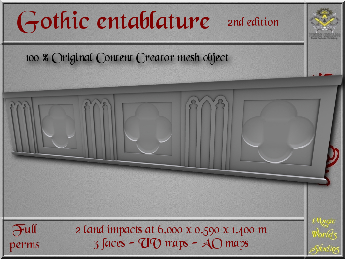 Gothic entablature II - 2 LI - FULL PERMS Mesh
