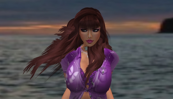 plum long wavy real, full bangs