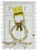 ~R~FDA~Happy Holidays Glitter Gold Snowman Wreath Mod/Trans