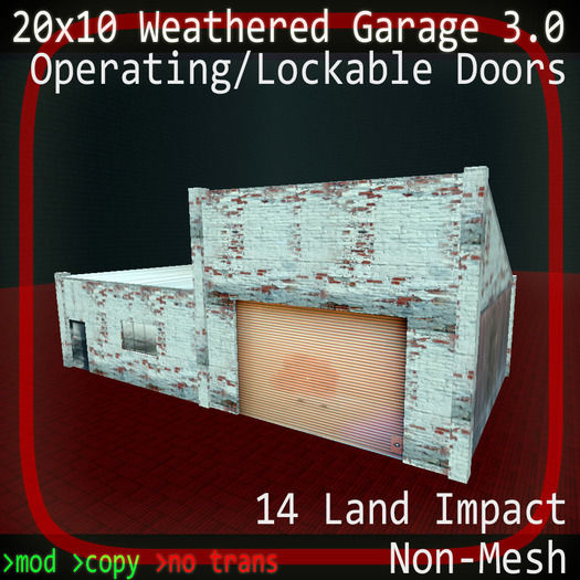 20x10 Weathered Auto Service Station / Motorcycle Garage with lockable roll-up door