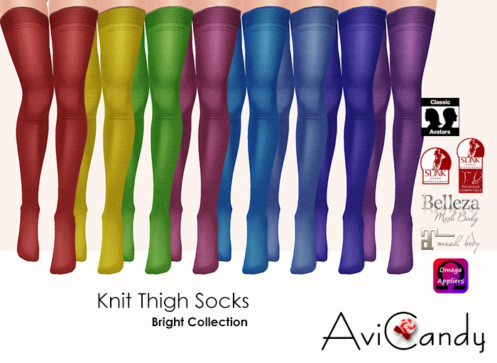 AVICANDY Knit Thigh Socks - Bright Collection