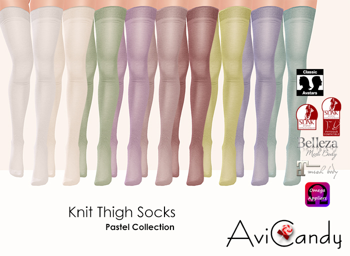 AVICANDY Knit Thigh Socks - Pastels
