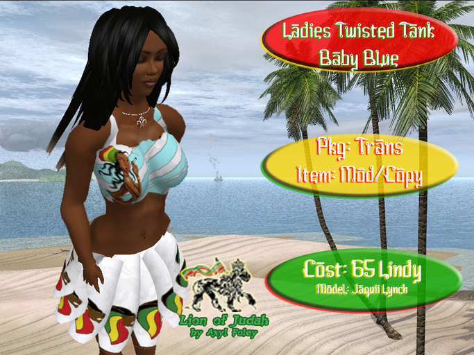 LOJ Ladies Twisted Halter - White - Baby Blue