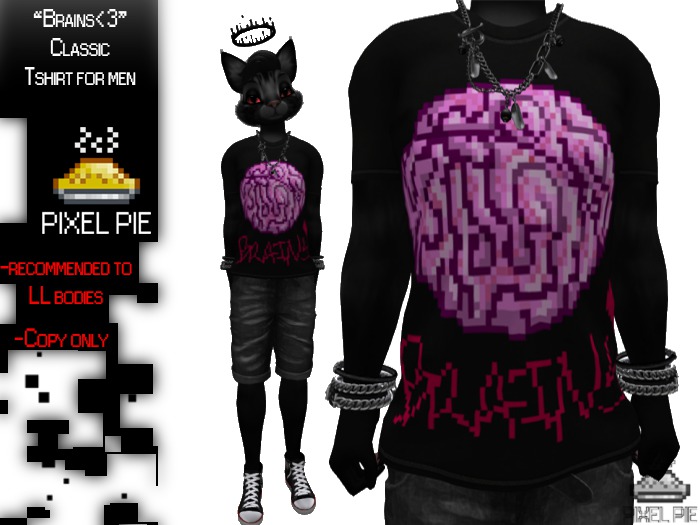 PIXEL PIE - "Brains" Classic Tshirt (for Men) 