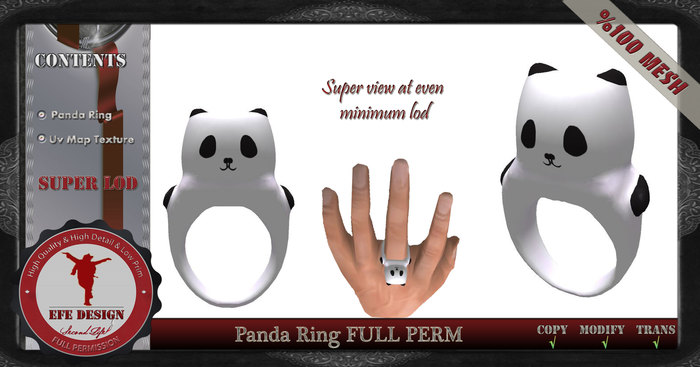 Second Life Marketplace - Panda Ring Full Permission EFE DESIGN ( Promo )