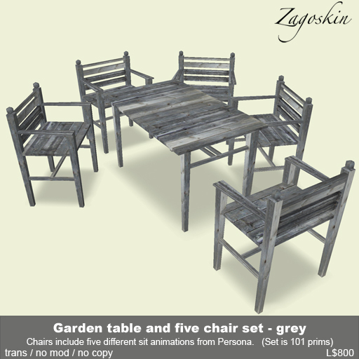 Garden table and chairs: grey