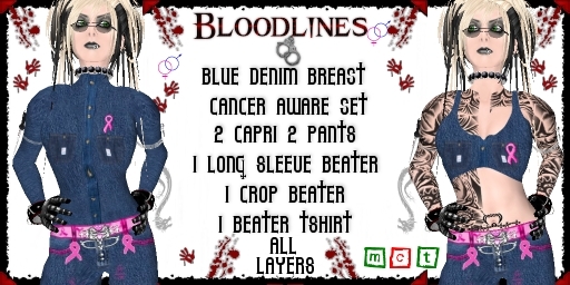 (BL) Blue Denim Breast Cancer Aware Set