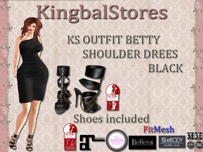 250 KS BETTY SHOULDER DRESS BLACK
