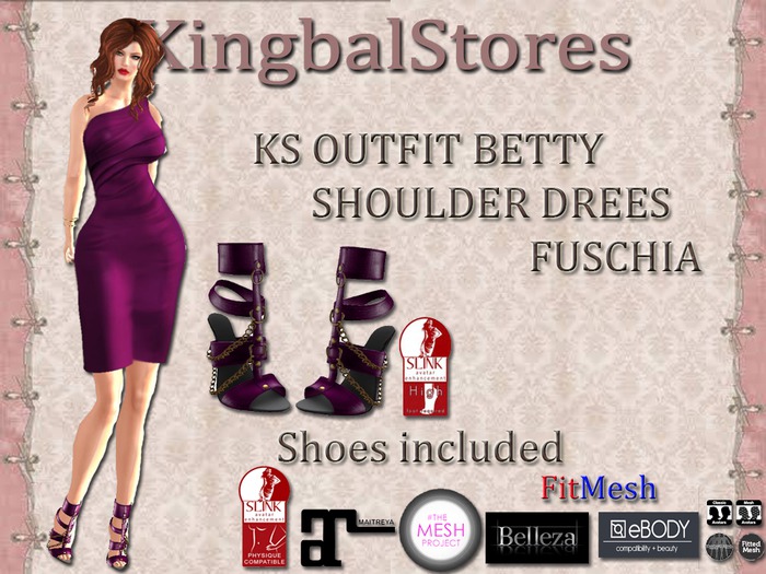 250 KS BETTY SHOULDER DRESS FUSCHIA