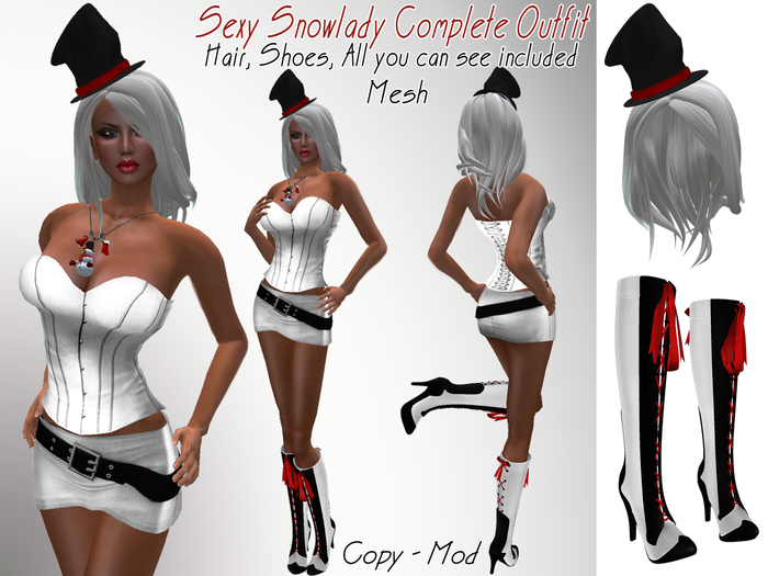 Sexy Snowlady Complete Outfit Mesh - Hair included! * SPECIAL PRICE Merry Christmas Promo *