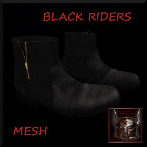 MENS MESH BLACK RIDER BOOTS W/ RESIZER SCRIPT