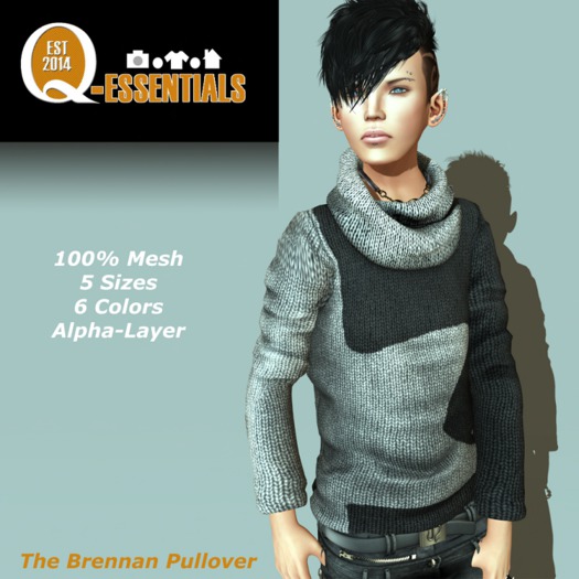 {Q-Essentials} Men's  Charcoal Brennan Pullover