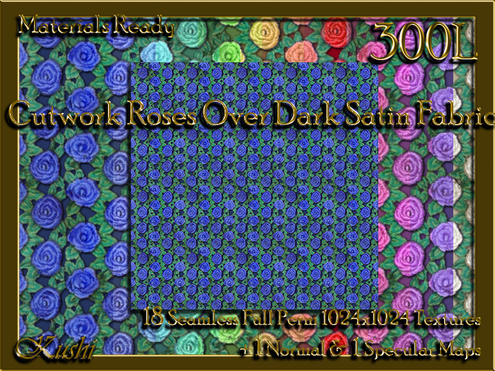 Cutwork Roses Over Satin Heavy Lace Fabric Seamless Textures Materials Ready Full Perms 1024x1024