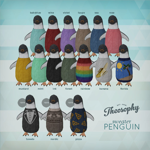 {theosophy} Sweater Penguin (Pizza) RARE