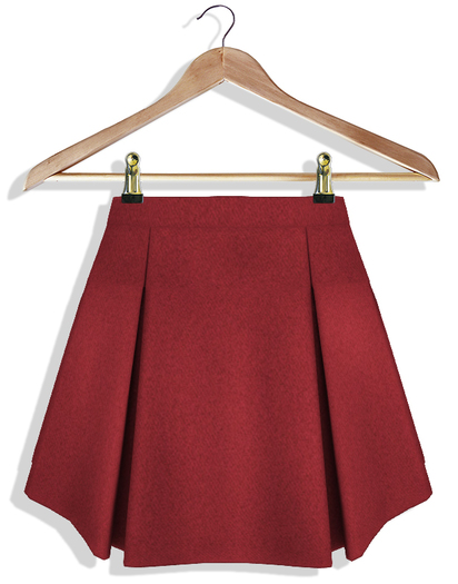[MotiAme] Box Pleated Skirt - Red
