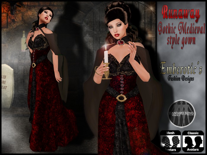 EFD_18 Runaway Gothic Medieval Gown Red