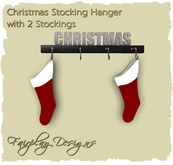 Silver Christmas Stocking Hanger with 2 Stockings Mod/Trans