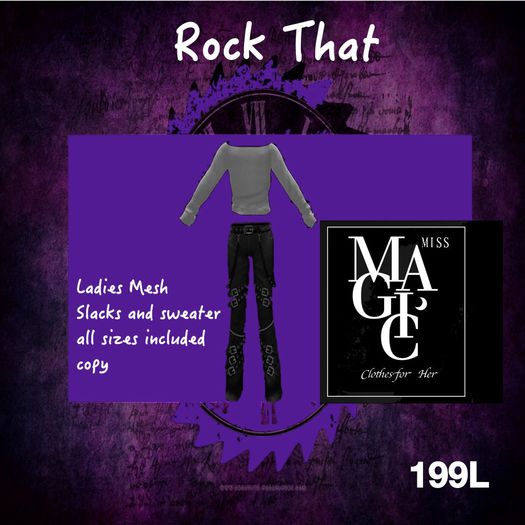 Ladies all sizes grommit pants and scooped neck sweater (bagged