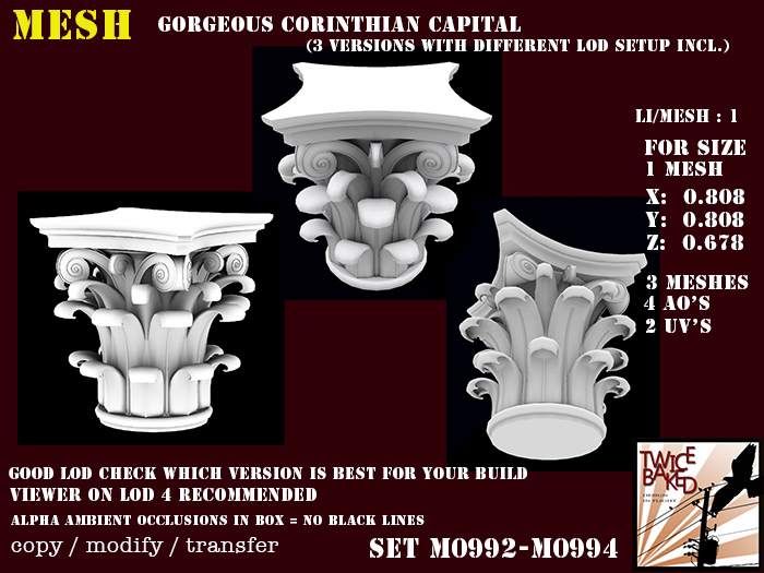 FP Mesh Very beautiful low Li Corinthian Capital M0992 M0994