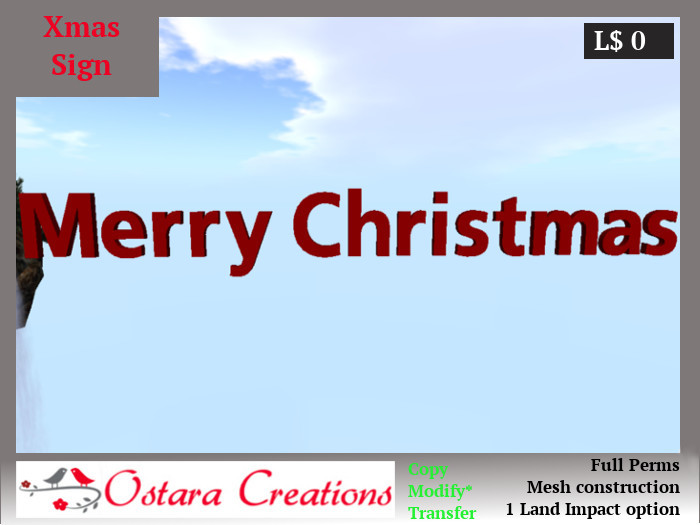 Merry Christmas Sign - Full Perms - Gift