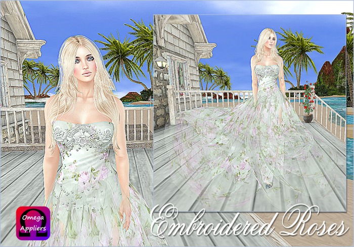 ~*~Shar's Gowns~*~Embroidered Pink Roses