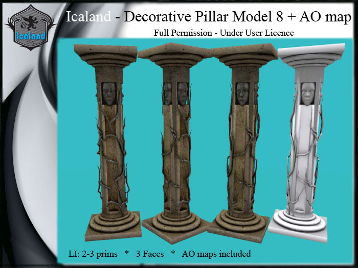 Icaland - Decorative Pillar Model 8 + AO map