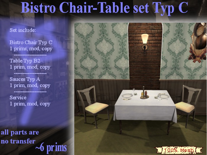 Bistro Chair-Table set Typ C